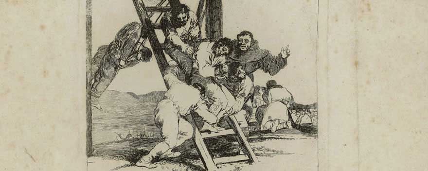 taller de dibujo, el agua y la tinta, grabado de francisco de goya